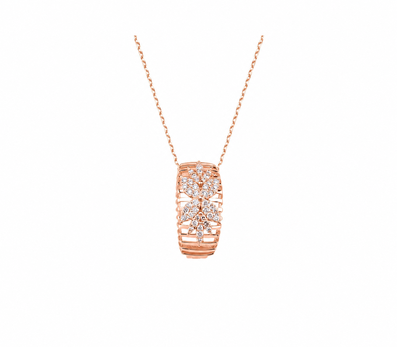 14K Gold 0.40 Carat Natural Diamond Flora Design Necklace