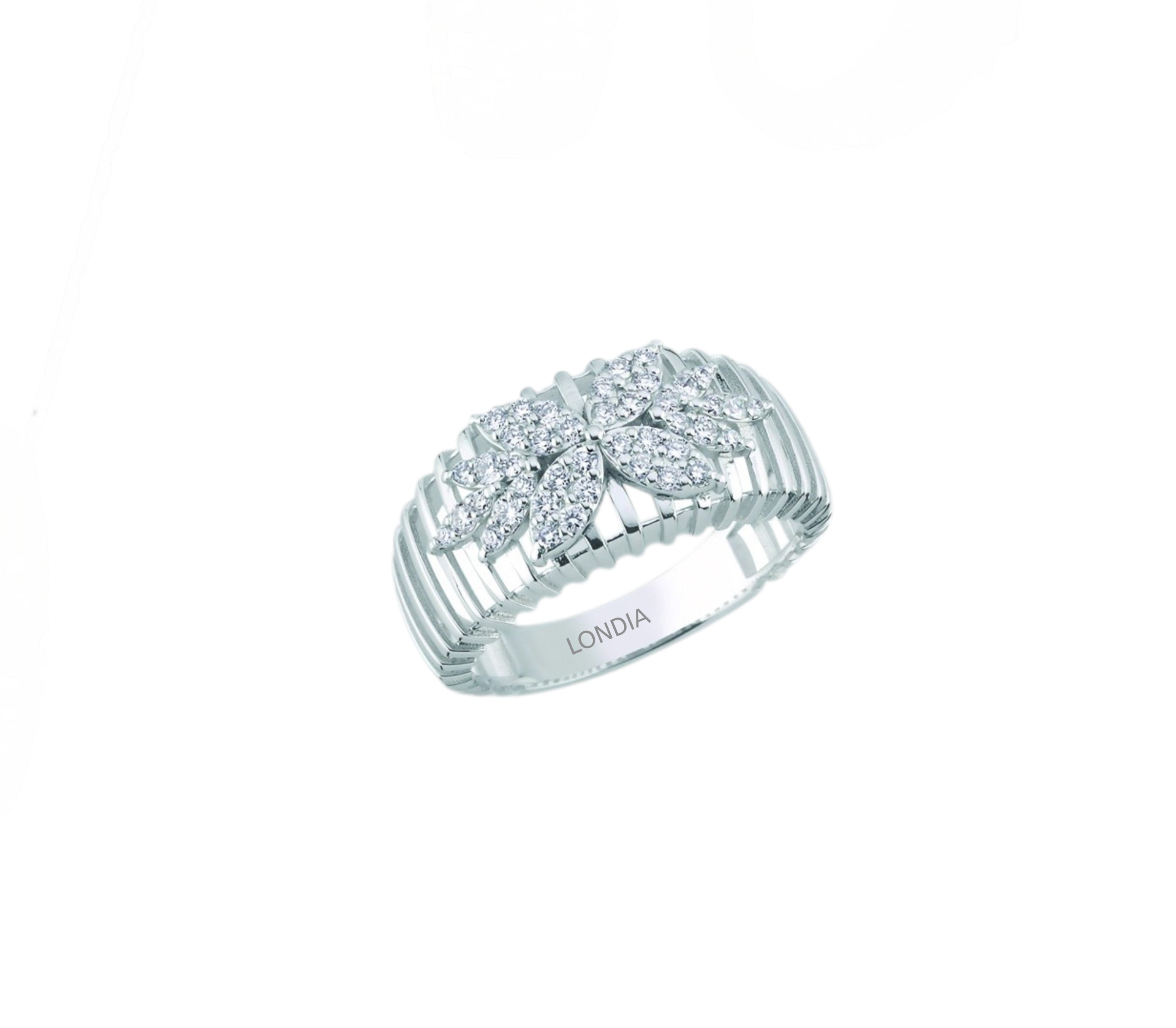 14K Gold 0.40 Carat Natural Diamond Flora Design Ring
