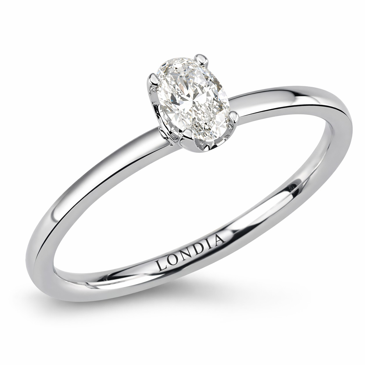 14K Gold 0.30 Carat Natural Diamond Oval Solitaire “Modern” Ring
