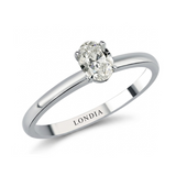 14K Gold 0.40 Carat Natural Diamond Oval Solitaire “Modern” Ring