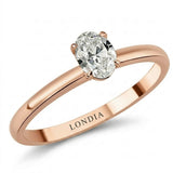 14K Gold 0.40 Carat Natural Diamond Oval Solitaire “Modern” Ring