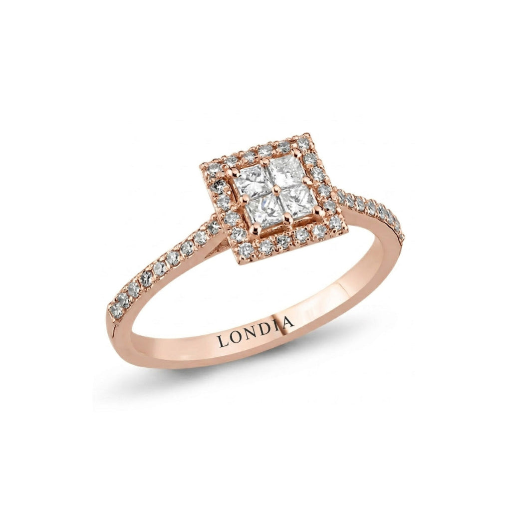 14K Gold 0.45 Carat Natural Diamond Halo Design Ring