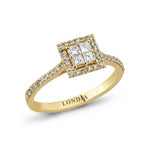 14K Gold 0.45 Carat Natural Diamond Halo Design Ring