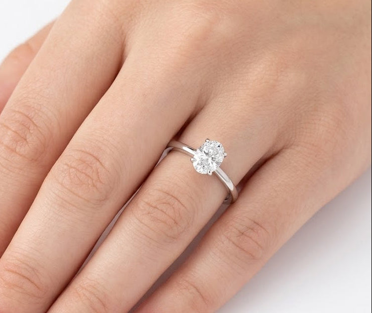 0.50 Ct. Natural Oval Diamond Solitaire Ring