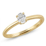 14K Gold 0.50 Carat Natural Diamond Oval Solitaire “Modern” Ring