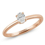 14K Gold 0.50 Carat Natural Diamond Oval Solitaire “Modern” Ring