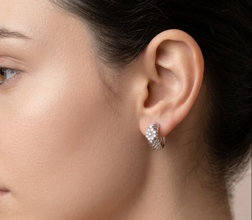 14K Gold 0.70 Carat Natural Diamond Flora Design Earrings
