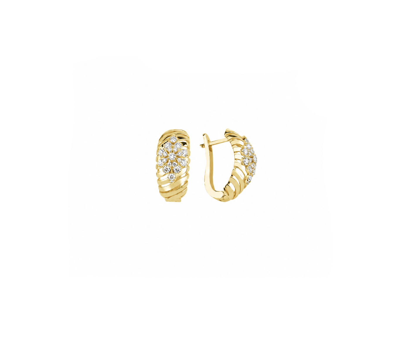 14K Gold 0.70 Carat Natural Diamond Flora Design Earrings