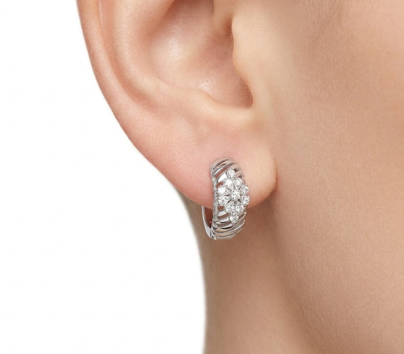 14K Gold 0.70 Carat Natural Diamond Flora Design Earrings