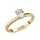 14K Gold 0.70 Carat Natural Diamond Oval Solitaire “Modern” Ring