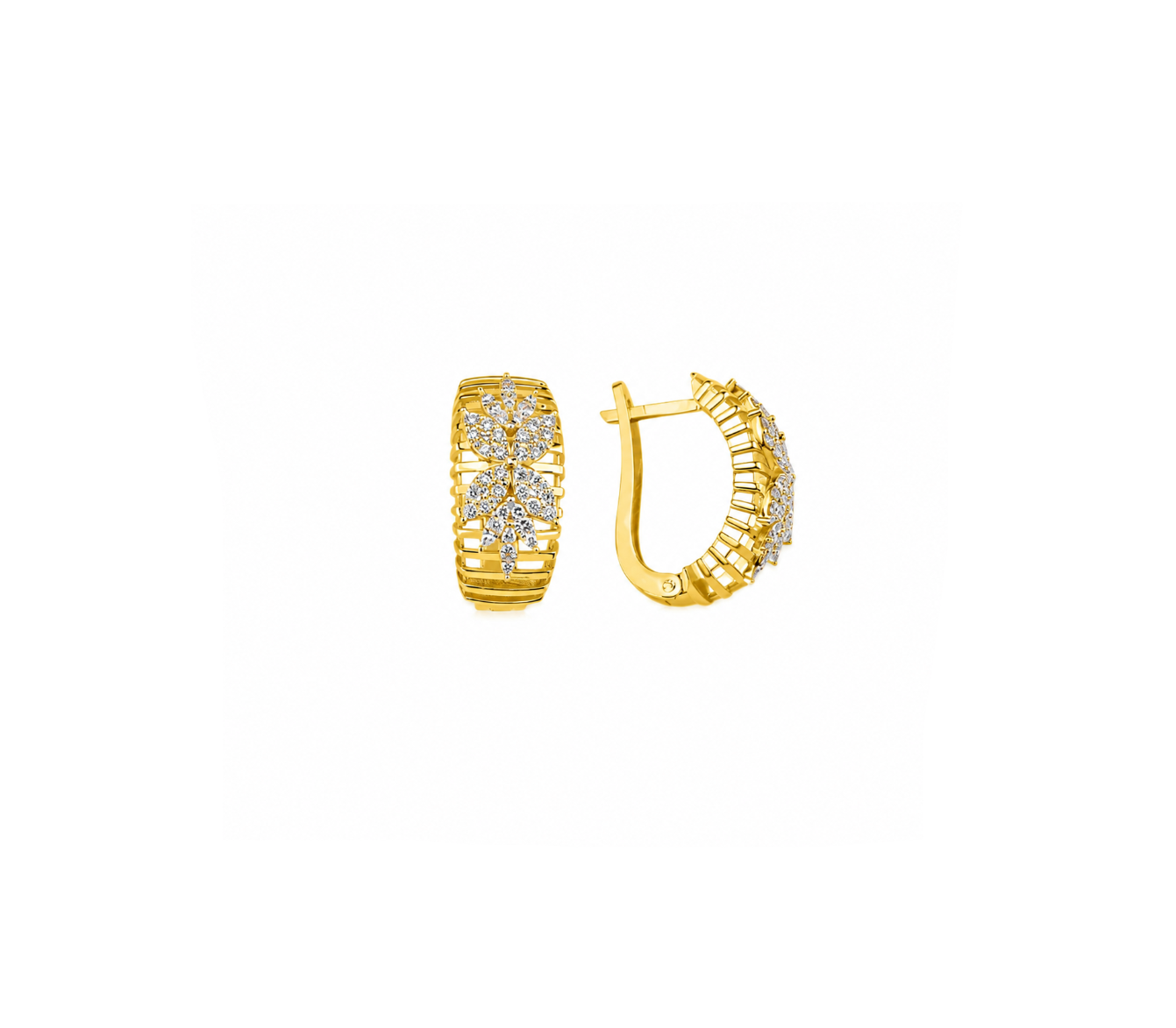 14K Gold 0.85 Carat Natural Diamond Flora Design Earrings