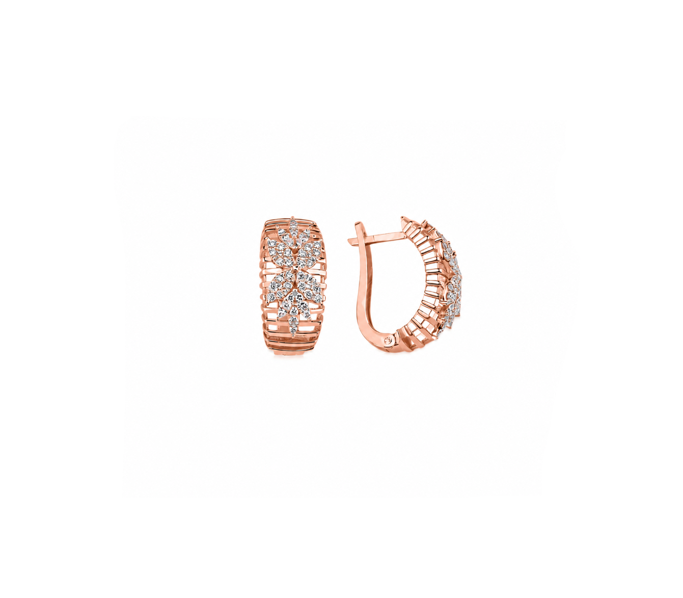 14K Gold 0.85 Carat Natural Diamond Flora Design Earrings