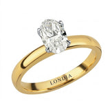 14K Gold 1.00 Carat Natural Diamond Oval Solitaire “Modern” Ring