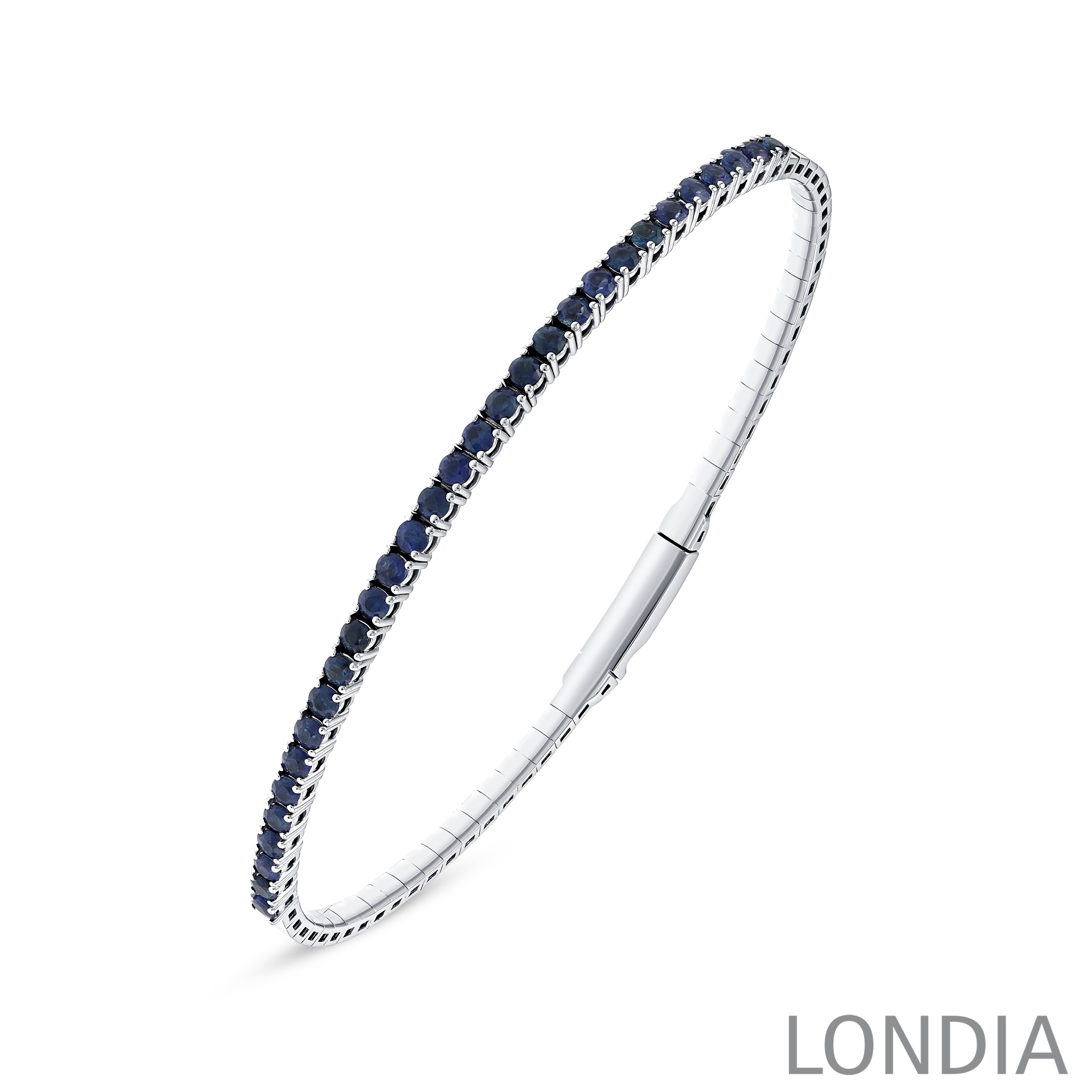 14K Gold 1.50 Carat Flexible Collection Natural Sapphire Men’s Bracelet