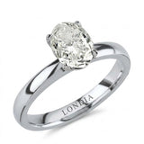 14K Gold 1.50 Carat Natural Diamond Oval Solitaire “Modern” Ring