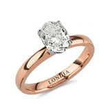 14K Gold 1.50 Carat Natural Diamond Oval Solitaire “Modern” Ring