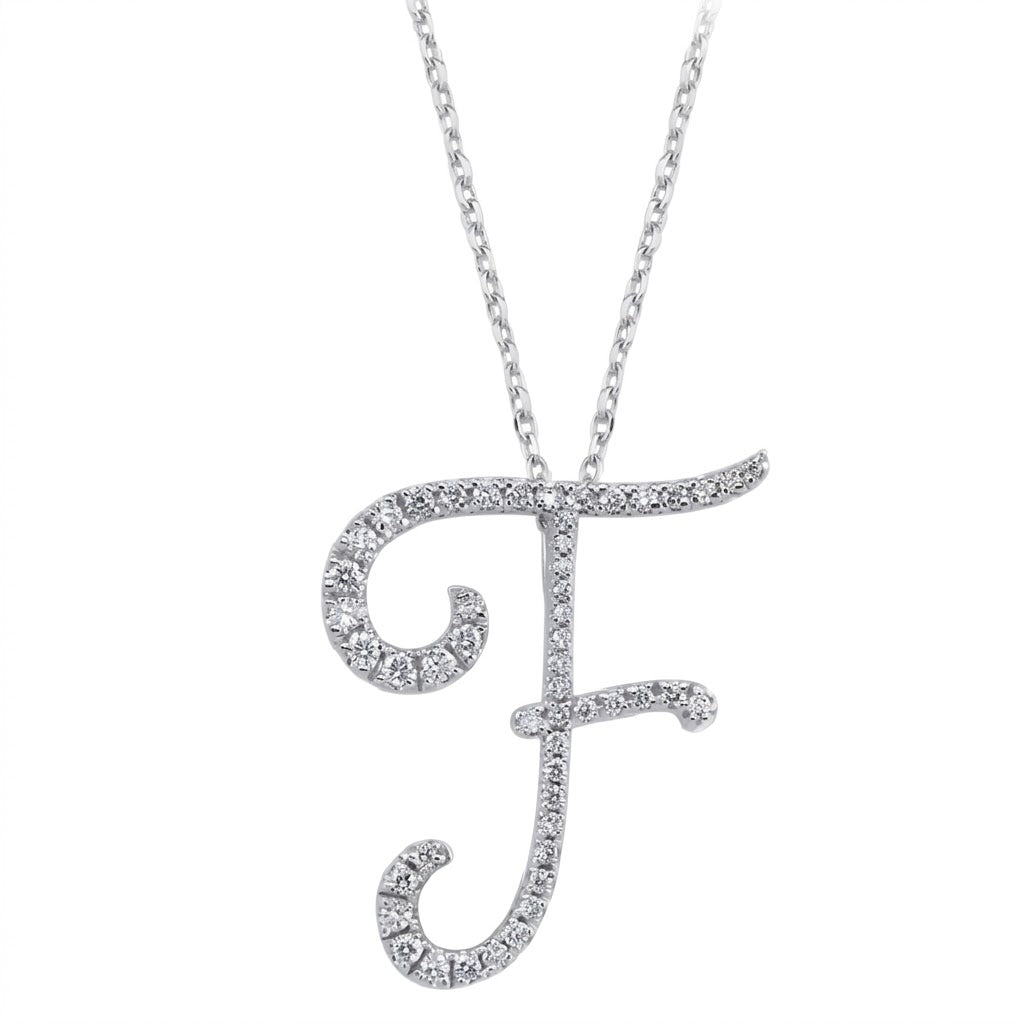 14K Gold Diamond Majestic “F” Initial Necklace