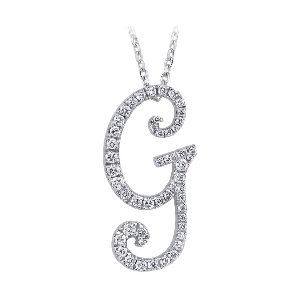 14K Gold Diamond Majestic “G” Initial Necklace