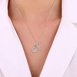 14K Gold Diamond Majestic “H” Initial Necklace