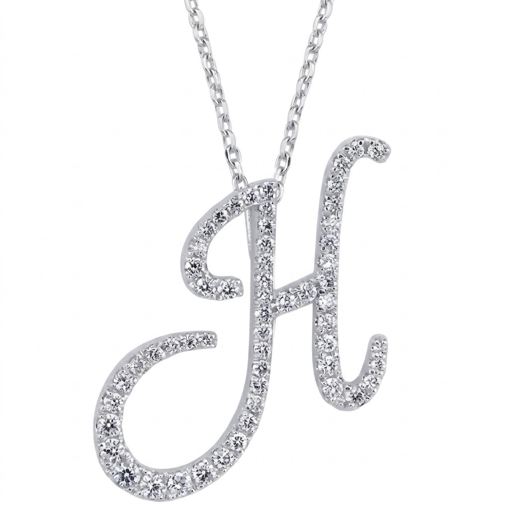 14K Gold Diamond Majestic “H” Initial Necklace