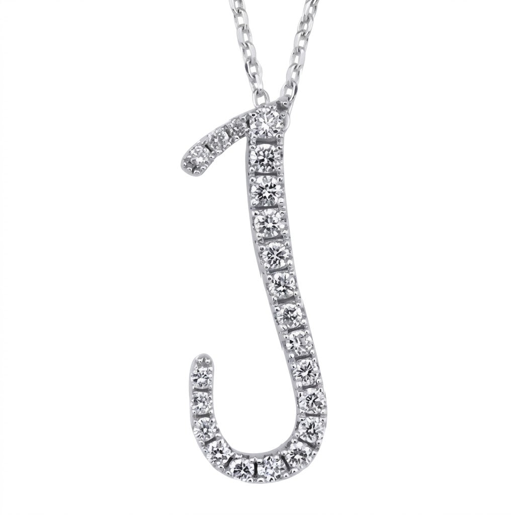 14K Gold Diamond Majestic “J” Initial Necklace