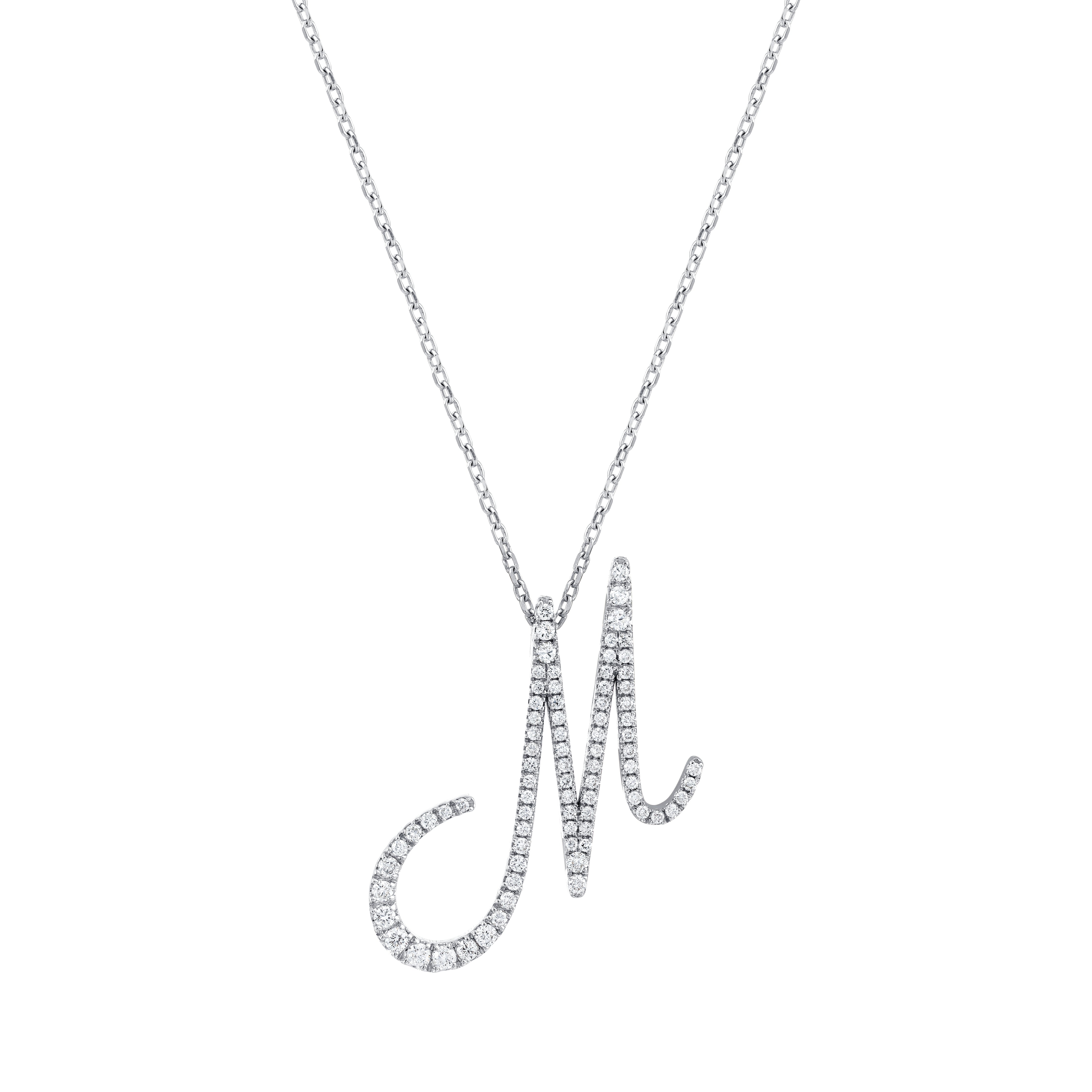 14K Gold Diamond Majestic “M” Initial Necklace
