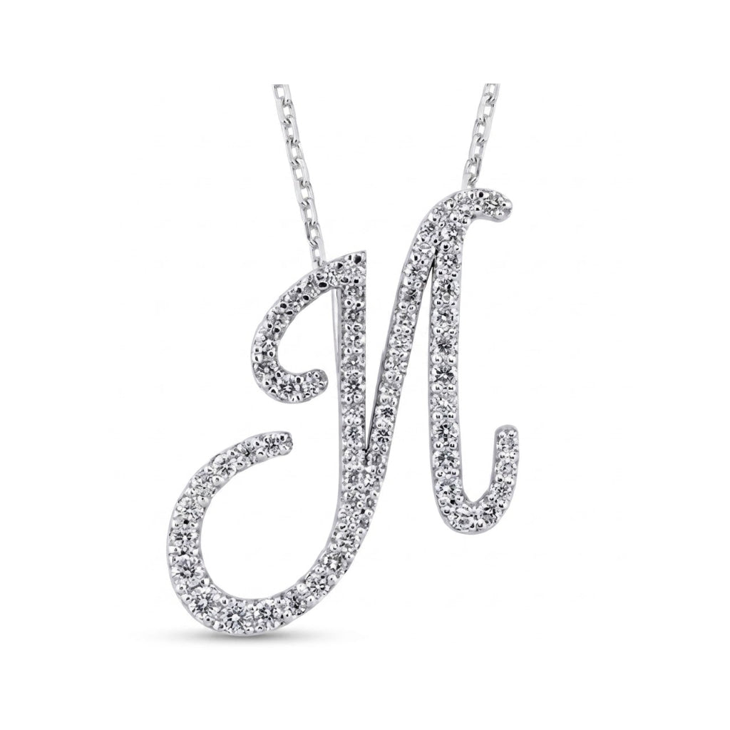 14K Gold Diamond Majestic “N” Initial Necklace