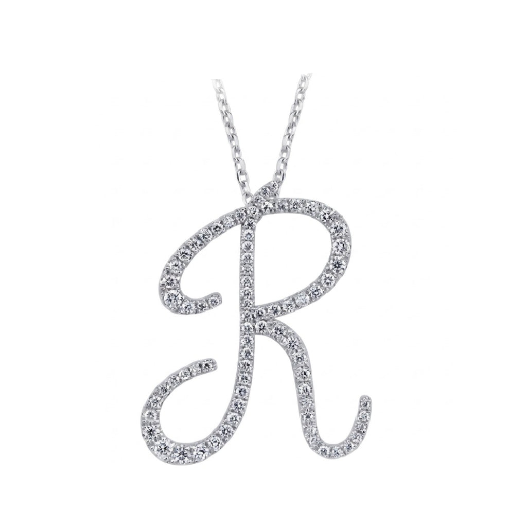 14K Gold Diamond Majestic “R” Initial Necklace
