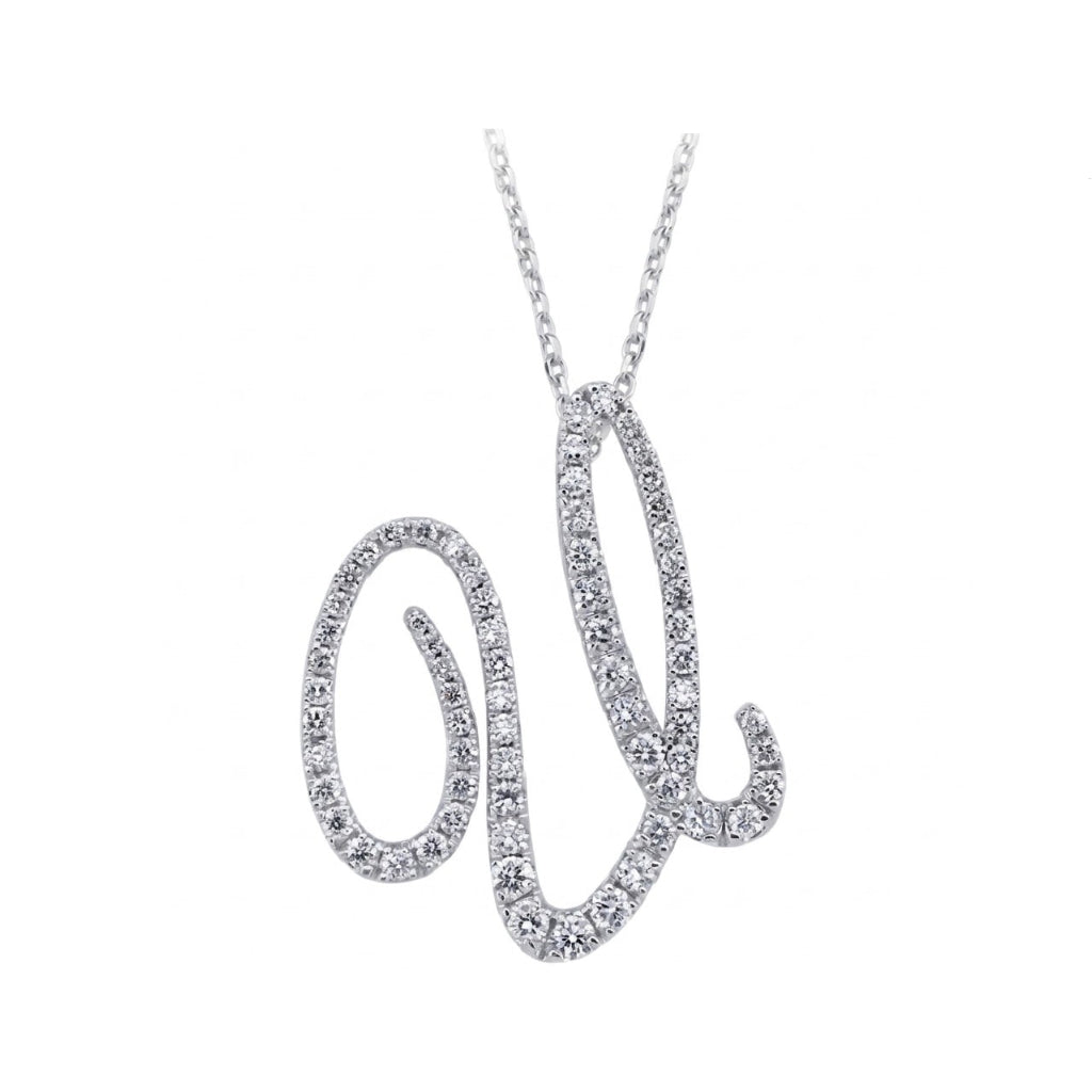 14K Gold Diamond Majestic “V” Initial Necklace