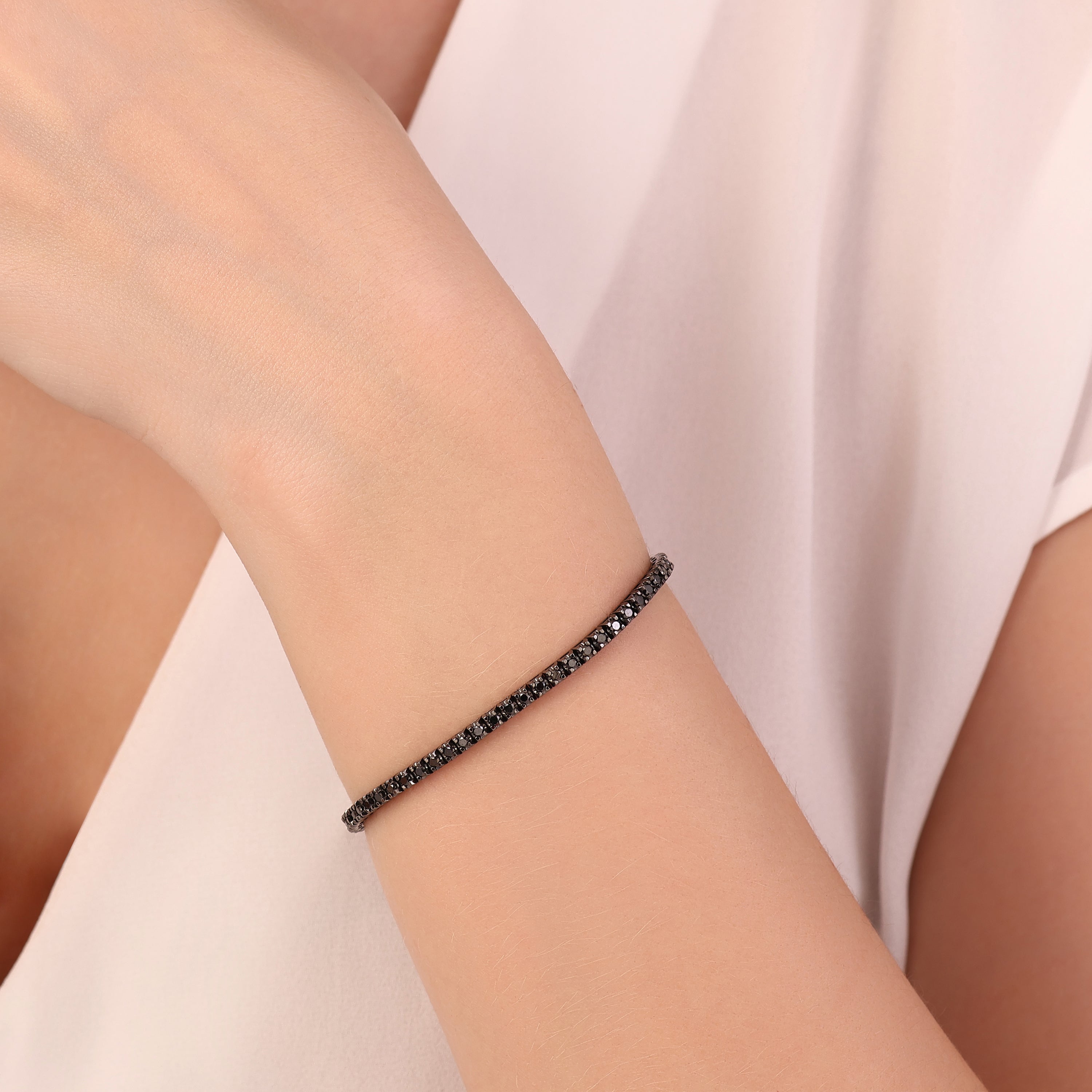 14K Gold 2.00 Carat Statement Collection Black Diamond Tennis Bracelet