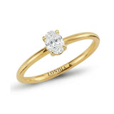 18K Gold 0.50 Carat Natural Diamond Oval Solitaire “Modern” Ring