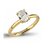 18K Gold 1.00 Carat Natural Diamond Oval Solitaire “Modern” Ring