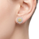 18K Gold 3.75 Ct. Fancy Yellow Diamond Earrings