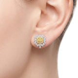18K Gold 3.75 Ct. Fancy Yellow Diamond Earrings