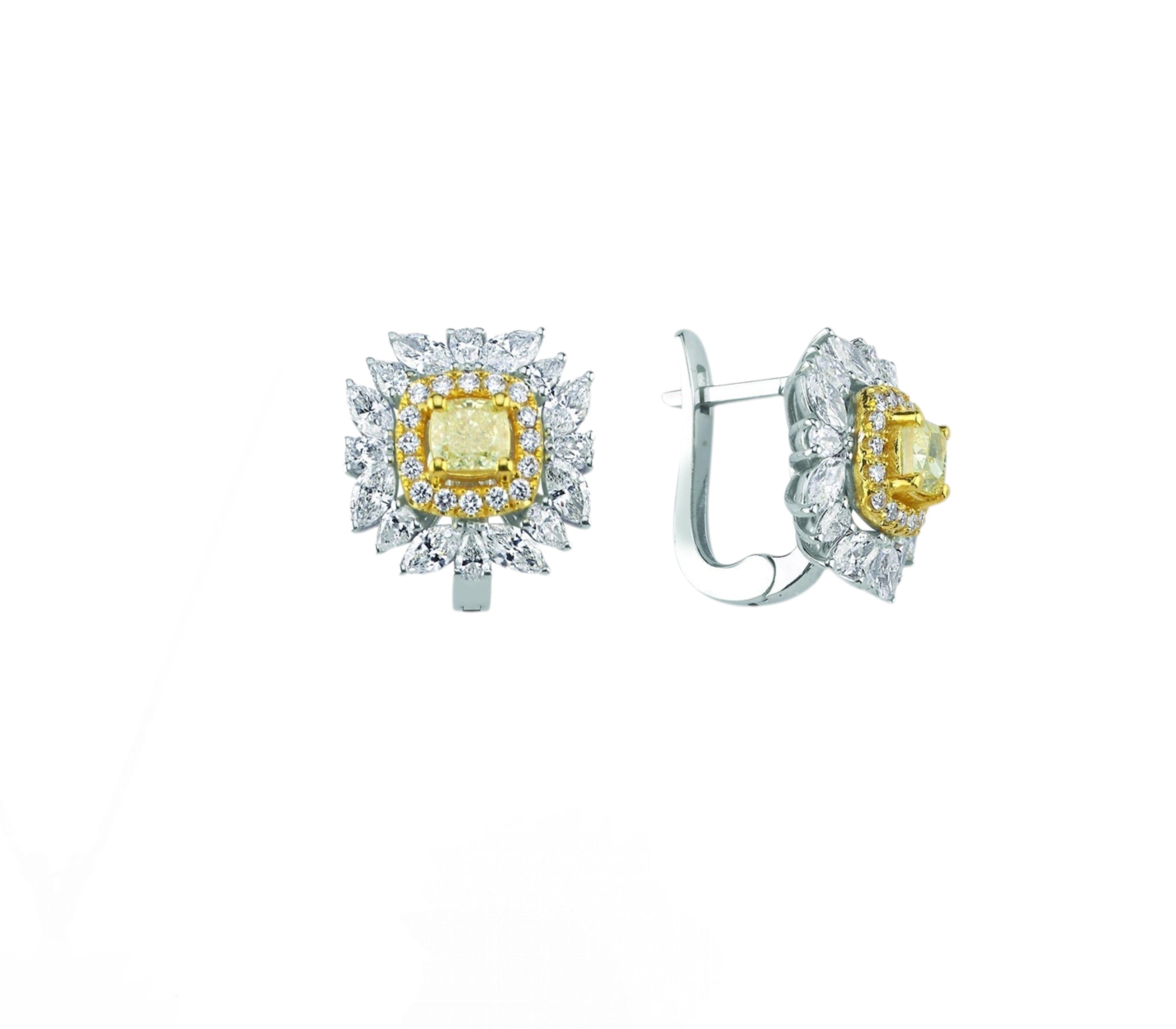 18K Gold 3.75 Ct. Fancy Yellow Diamond Earrings