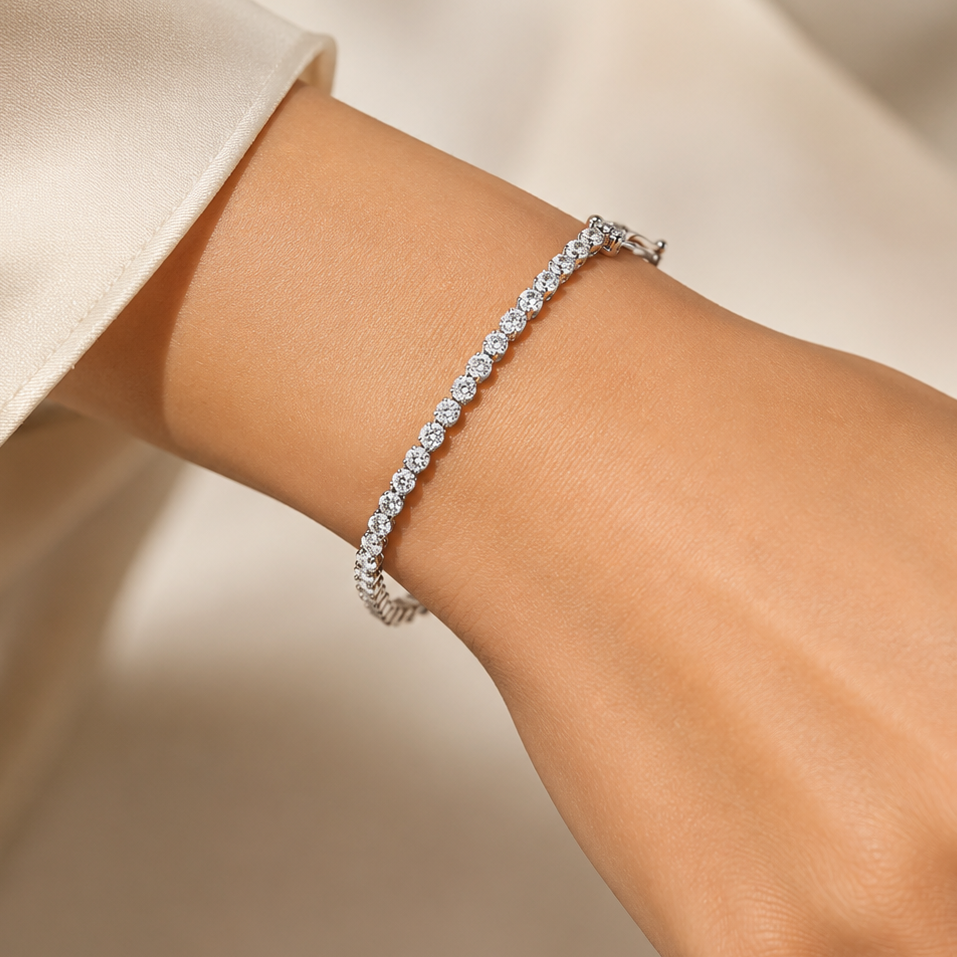 1 Carat Crown Design Natural Diamond Tennis Bracelet