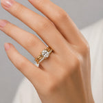 1 Carat F Color Natural Diamond Oval Solitaire and Wedding Ring Set