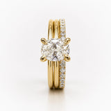 1 Carat F Color Natural Diamond Oval Solitaire and Wedding Ring Set