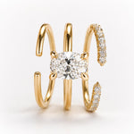 1 Carat F Color Natural Diamond Oval Solitaire and Wedding Ring Set