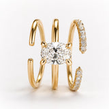 1 Carat F Color Natural Diamond Oval Solitaire and Wedding Ring Set