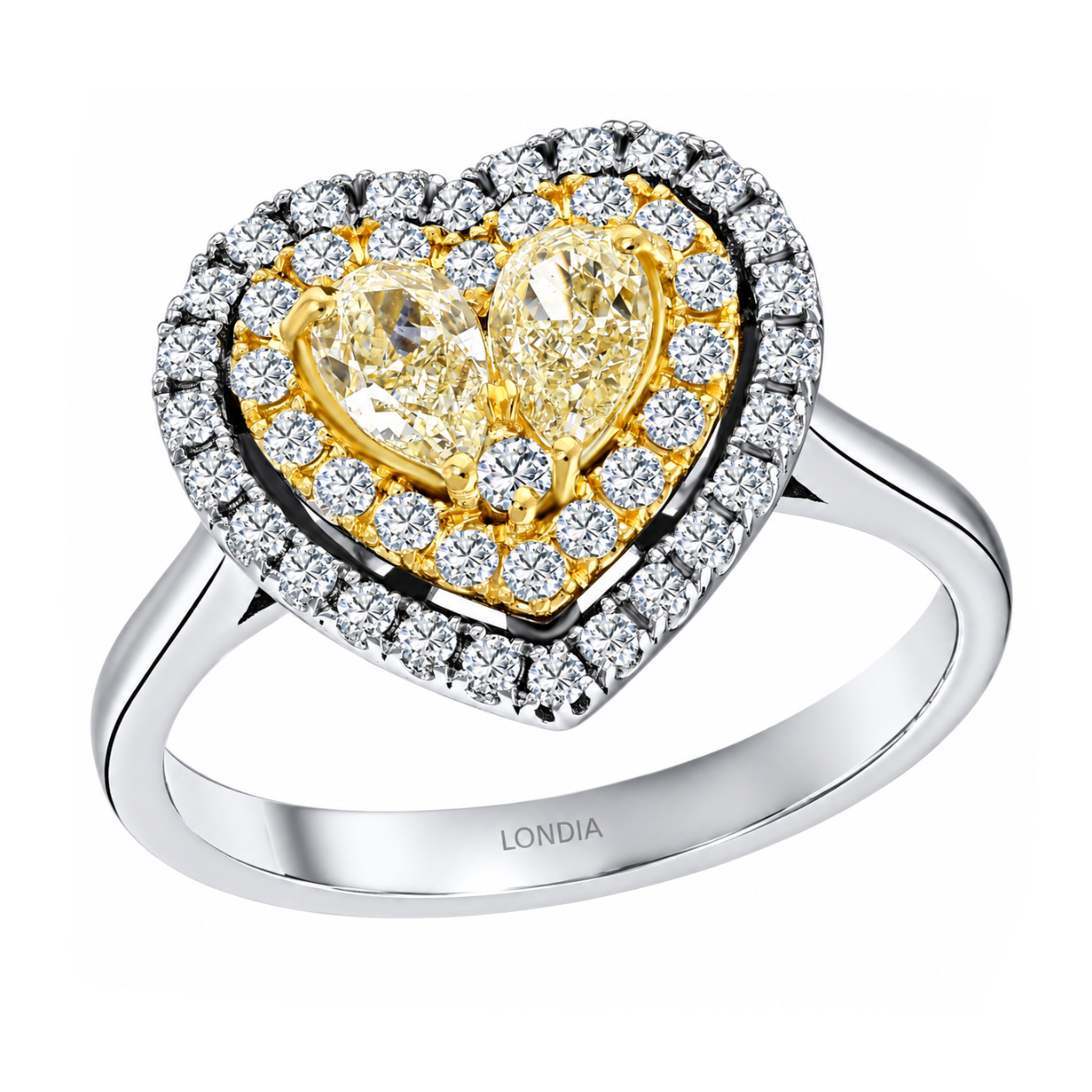 1 Carat Fancy Yellow Diamond Heart Design Ring