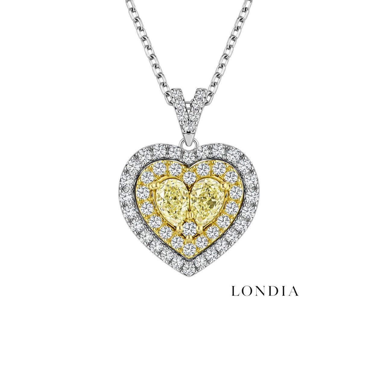 1 Carat Fancy Yellow Natural Diamond Heart Design Necklace