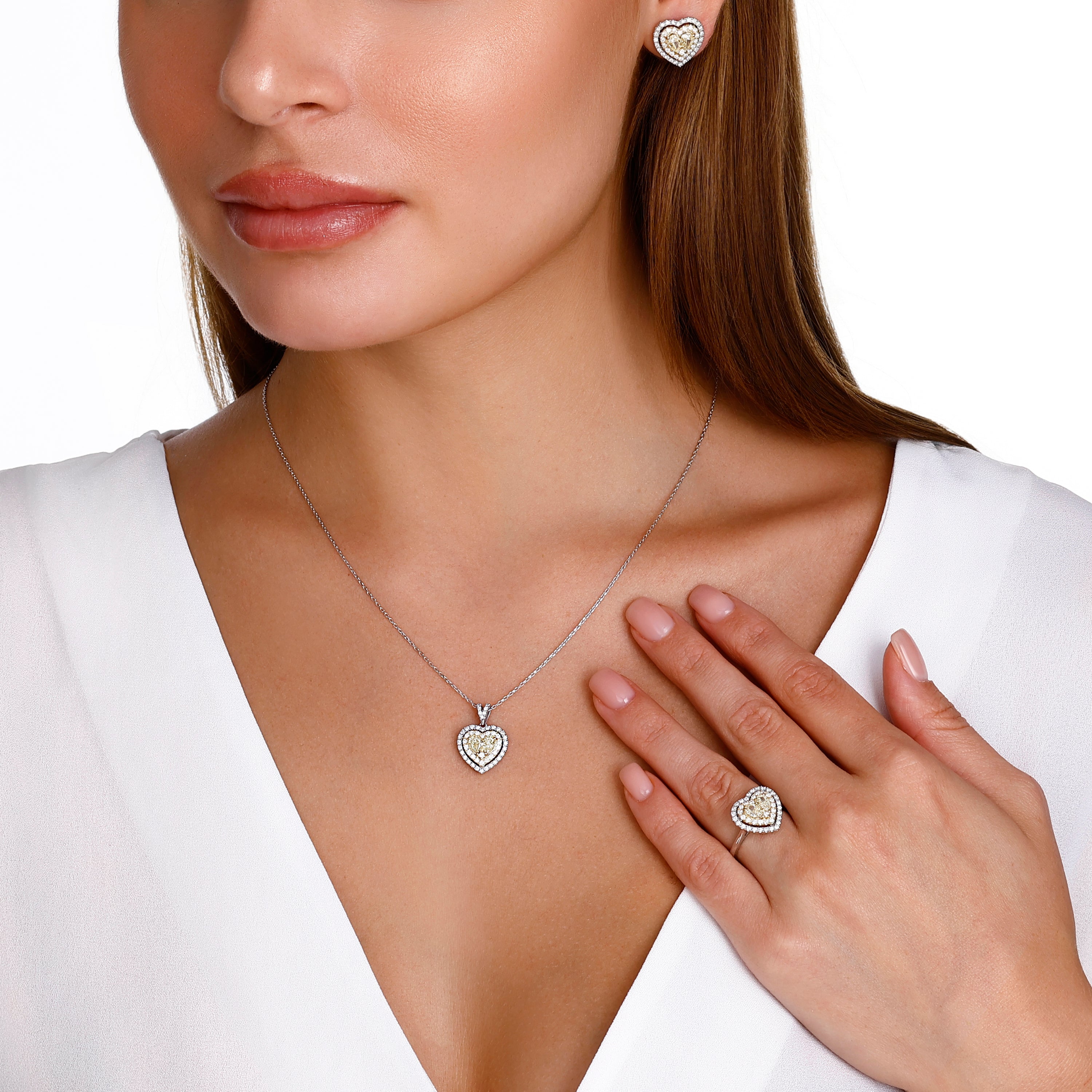 1 Carat Fancy Yellow Natural Diamond Heart Design Necklace