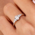 1 Carat Natural Oval Diamond Ring with Marquise and Pear Side Stones