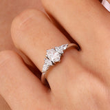 1 Carat Natural Oval Diamond Ring with Marquise and Pear Side Stones