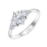 1 Carat Natural Oval Diamond Ring with Marquise and Pear Side Stones