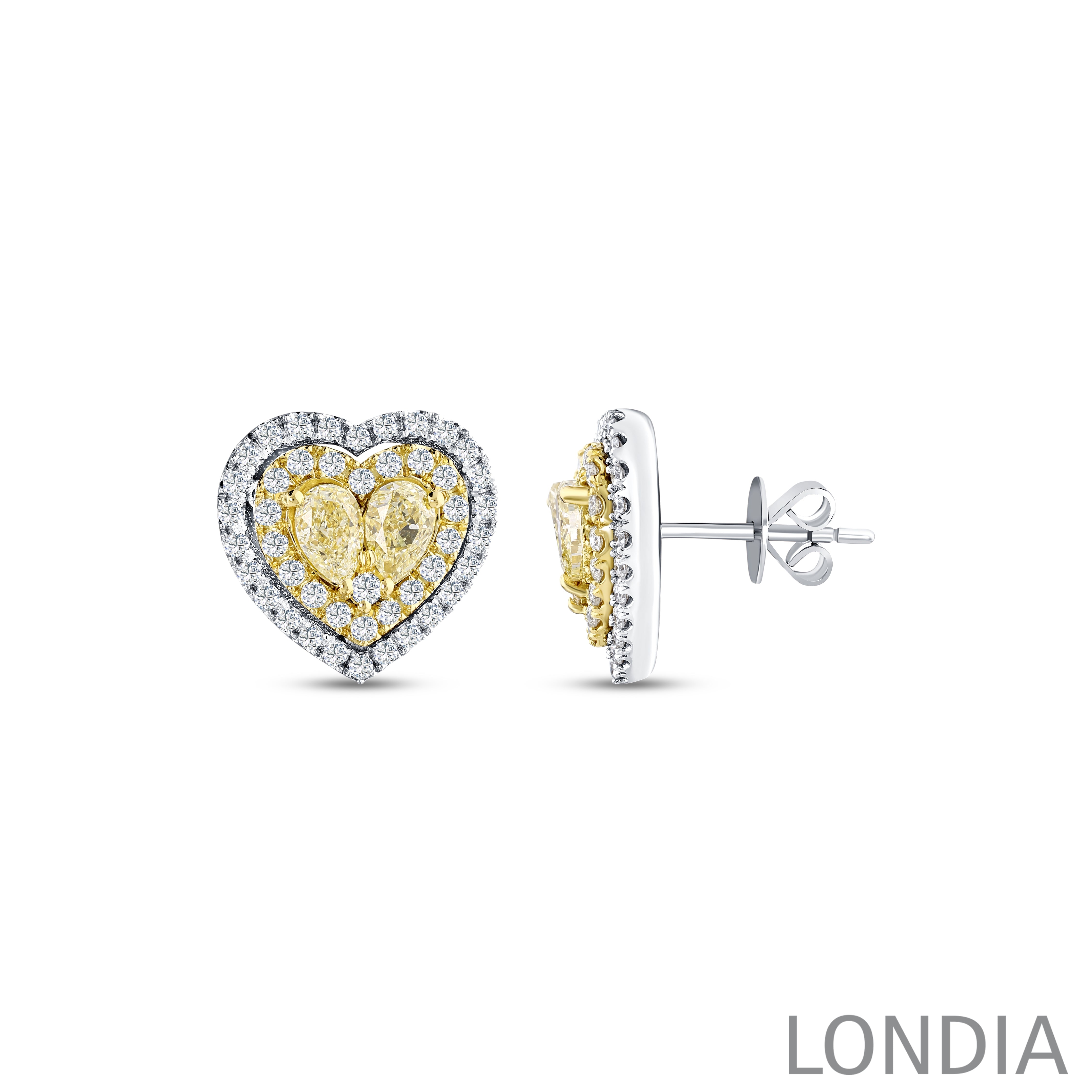 2.00 Ct. Diamond Heart Design Fancy Yellow Earring 18K Fine Gold
