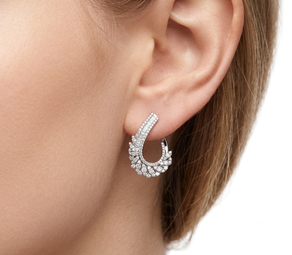 2.10 Ct. Natural Diamond Designer Earrings in 14K Gold