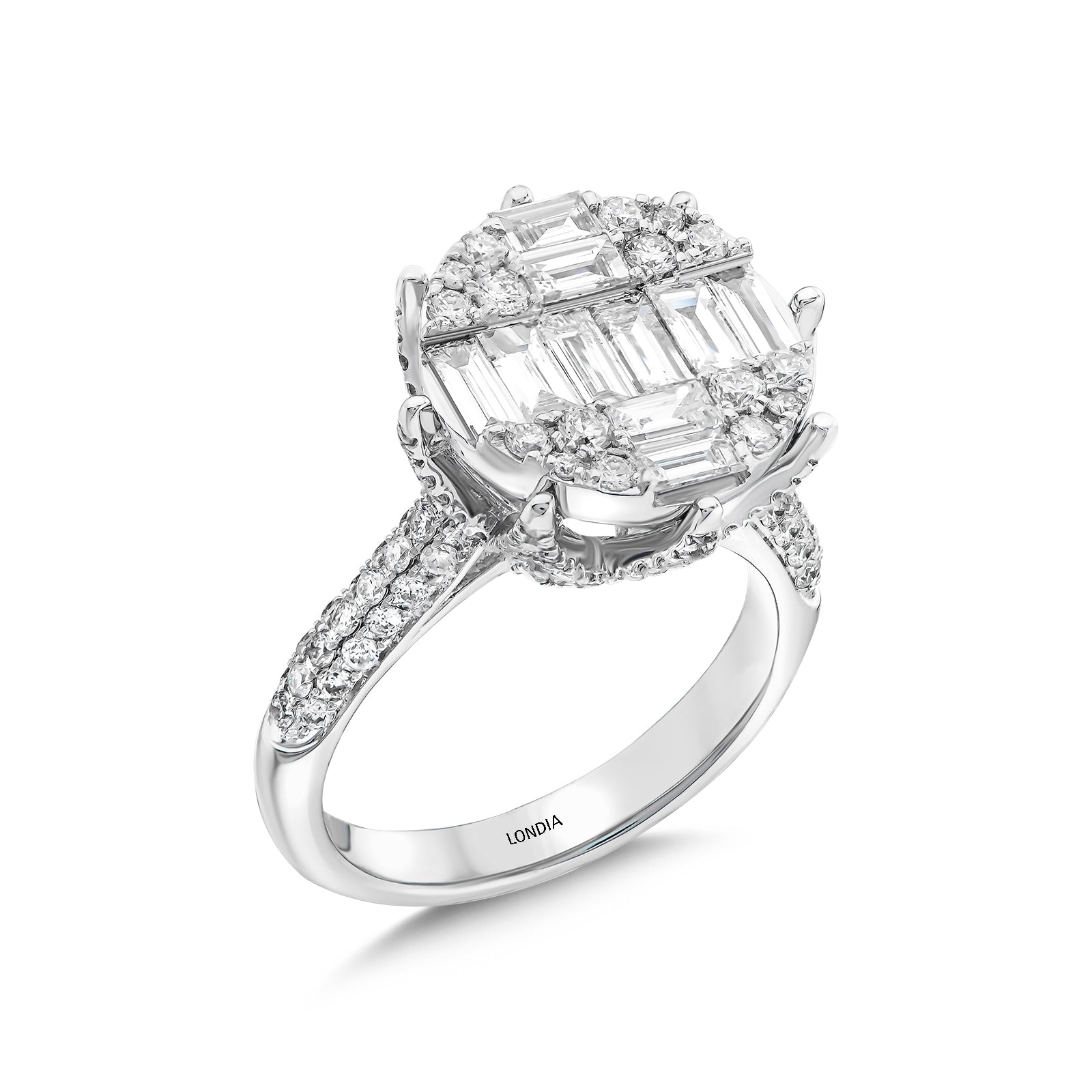 2.10 Ct. Baguette Design Statement Ring in 18K Gold