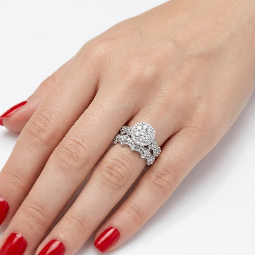 Natural Diamond Wedding Ring Set